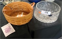 Crystal bowl and Longaberger basket
