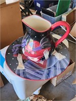 Red Hat Society Large Plate and Pitcher