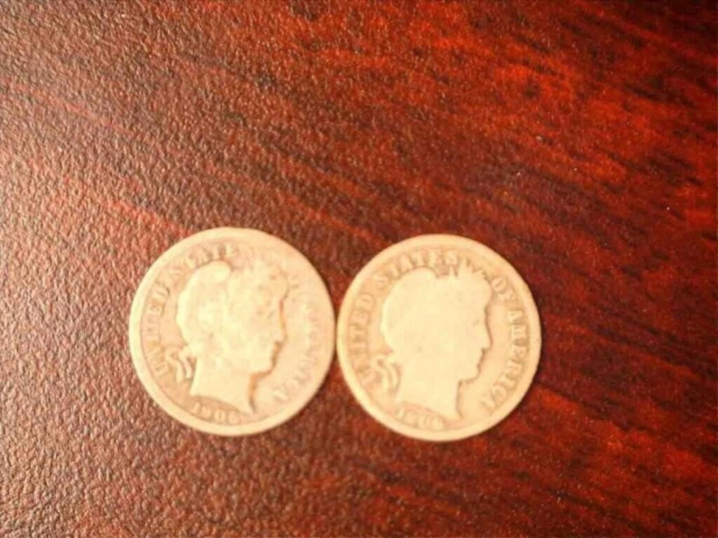 1906 Barber dimes (x2)