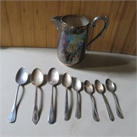Siverplated Pitcher, Spoons