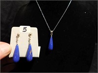 Lapis Lazuli Pendant and pierced earrings  -