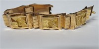 18k gold panel bracelet, Bolivia, c.1960, 7" long,