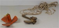 (2) Boat anchor with rope.