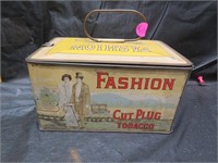 Antique Fashion Cut Plug Tobacco Tin Lunch Box
