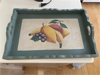 Vintage Wooden Tray w/ Fruit Motif