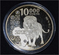 2015 Rep. Zambia 10000 Kwacha 24kt Gold Plated