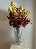 Glass Vase & Artificial Flowers
