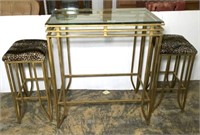 Beveled Glass Top Bar Height Table with Barstools