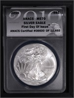 2010 $1 American Silver Eagle ANACS MS70 FDOI