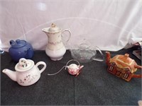 Old Ivory Tea Pot,Clear Glass Tea Pot