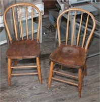Pair of round back side chairs, 24" tall