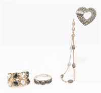 Jewelry Sterling Silver Rings, Brooch & Bracelet