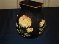 Victorian Black Glass Vase w/ Corelene sunflowers