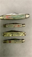 4 Vtg Adv Pocket Knives