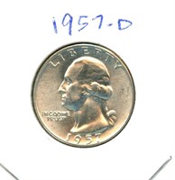 1957-D Washington BU Silver Quarter