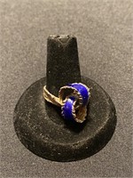 Vintage Sterling Silver Enamel Bowtie Ring