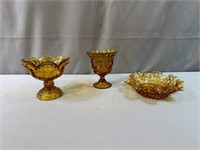 Amber Glass Compote