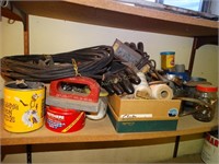 Contents of shelf:  extension cord, sanding