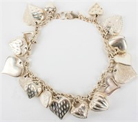Jewelry Sterling Silver Heart Charm Bracelet