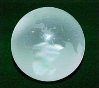 Etched crystal world globe - Butterfly light in