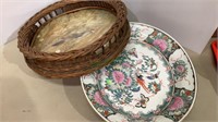 Lot includes Asian oval  bowl 14” x 11” and a