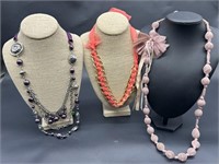 (3) Fashion Necklaces, all with ribbon to tie on