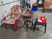 Plastic Adirondack Chair, Wind Socks, Patio Table
