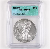 2012-W Burnished Silver Eagle ICG MS68