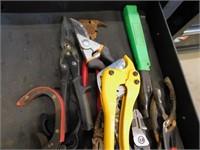 LOT OF FILTER WRENCHES, PLIERS,