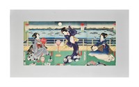 Japanese Woodblock Triptych by Kunisada II