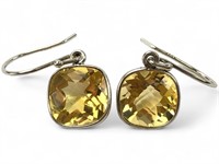 Sterling Silver 6mm Cushion Cut Faceted Citrine