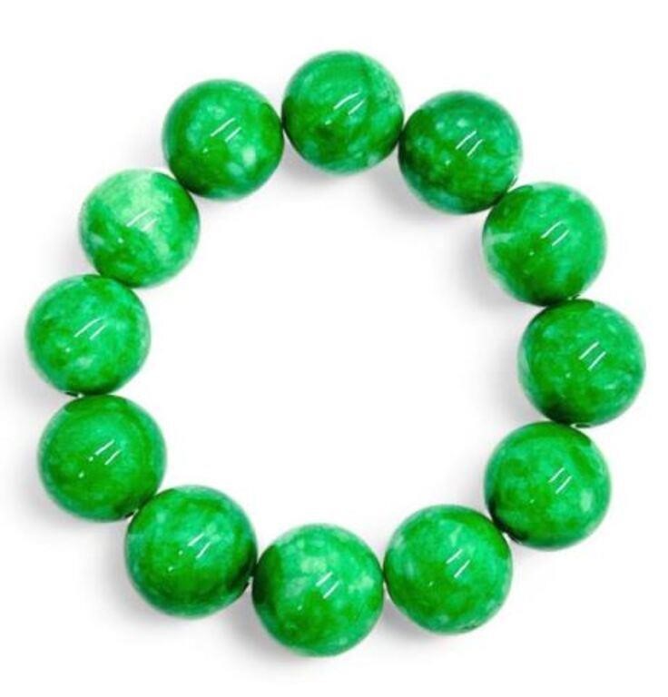 Chinese Jadeite Bracelet w/ Large Jadeite Beads.