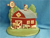 Cast Iron Doorstop Barn with animals look at