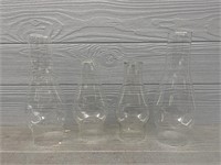 (4) Glass Oil Lamp Chimneys