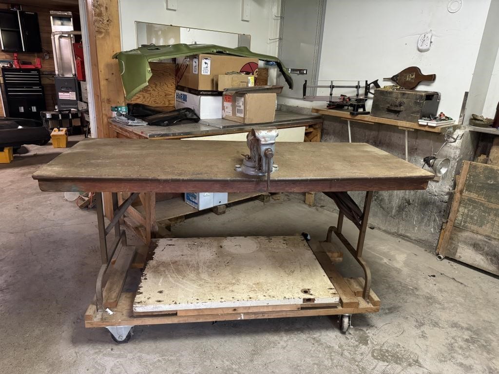 Homemade Work Bench w/ Vise -on Casters