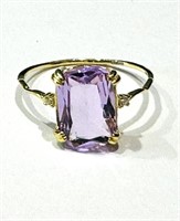 EXQUISITE PINK AMETHYST BAGUETTE CUT STERLING RING