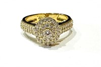 DAZZLING OVAL 10CT CZ STERLING ESTATE RING
