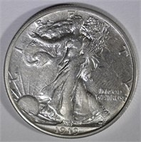 1919-S WALKING LIBERTY HALF DOLLAR  AU+