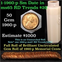 Uncirculated Lincoln 1c roll, 1960-p Small date 50