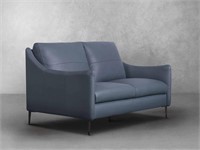 Abbyson Cordelia Blue Top Grain Leather Love Seat