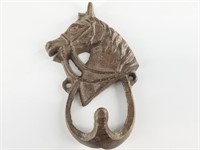 Horse's head cast iron coat hook