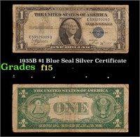 1935B $1 Blue Seal Silver Certificate Grades f+