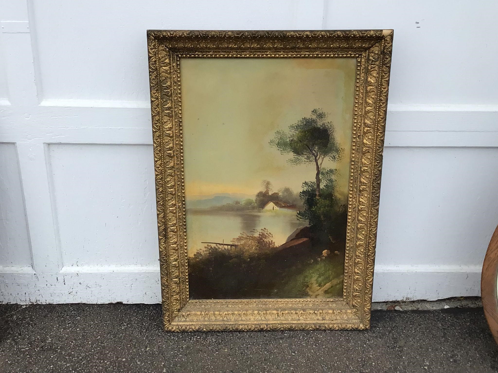 ANTIQUE OIL PAINTING - ON CANVAS - ANTIQUE FRAME