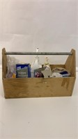Wooden Tool Box with Paint Supplies