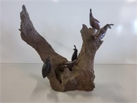 Iron Wood Quails on Tree, 13in X 16in