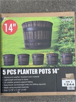 14” Whiskey Barrel 5 Pack Planter Pots