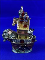 Bejeweled enameled pewter trinket box