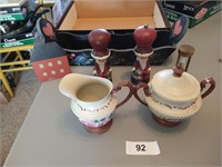 Hand Painted Sugar & Creamer + Other Decor