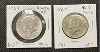 (2) 1964 Kennedy Half Dollars