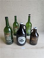 (Set of 5) Growlers & Wine Bottles